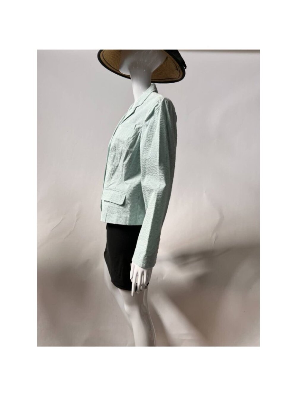 Sheer Blooms Polished Casual Seersucker Blazer By Emma James Petite 12 Stretch M - Picture 7 of 12